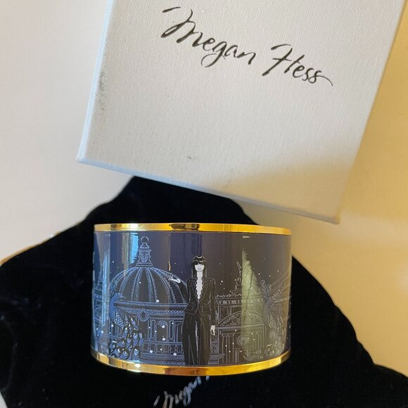 Authentic Megan Hess Enamel Bracelet Bangle 18k Gold Plated - Picture 4 of 10